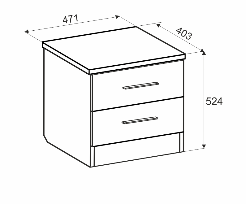 Схема тумбочки с выдвижными ящиками