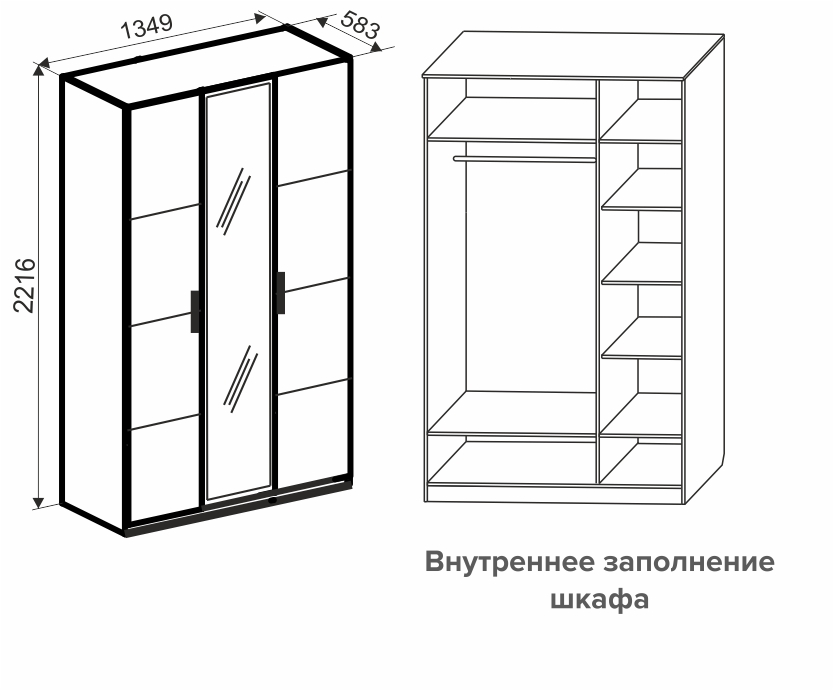 Шкаф конго 3 х створчатый схема